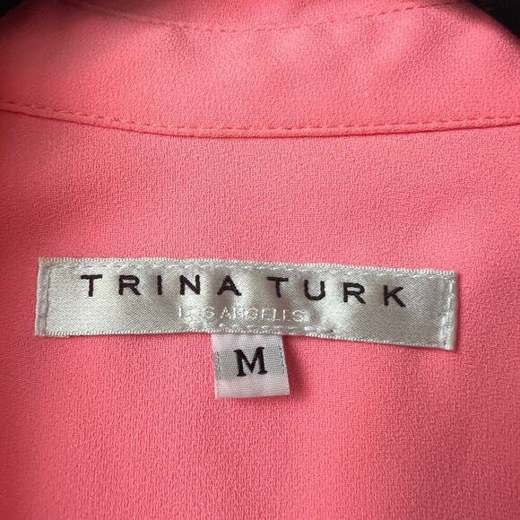 Trina Turk Awesome Button Front Blouse in Pink Size M - Picture 6 of 6